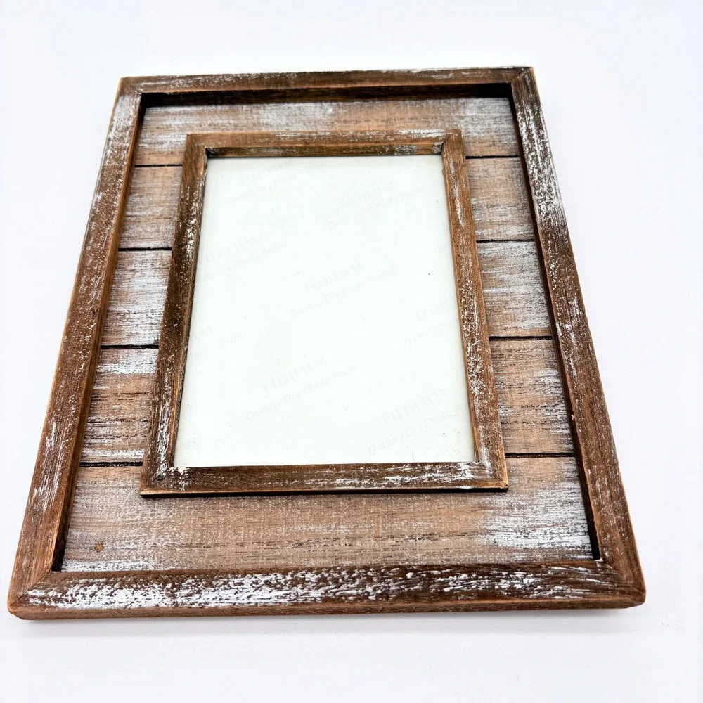 Thomasville 5x7 Rustic Weathered Farmhouse Wood Picture Frame Whitewash Brown